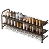 INGIORDAR Shoe Rack 2 Tier Long Storage Organizer Wide Metal Shoe Shelf for Closet Entryway Brown