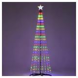 7 ft Lighted Outdoor Christmas Tree, 310 LEDs Pre-lit Christmas Cone Tree with Star Topper for Indoor and Outdoor Holiday Decorations (Multi Color)
