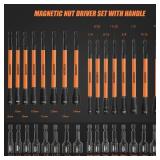 LOZAGU 33PCS Magnetic Nut Driver Set with Long Handle | 6 Inch Long Nut Driver Set | SAE and Metric | 1/4 Inch Hex Shank | Cr-V Steel