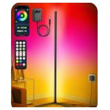 RIYO Corner Floor Lamp, Modern LED Corner Lamp with AC Adapter & APP & Remote Control, 16 Million Colors, 68+ Scene Modes, Music Sync, Ambient Lighting for Living Room, Bedroom, and Gaming Room