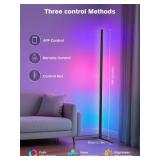 RIYO Corner Floor Lamp, Modern LED Corner Lamp with AC Adapter & APP & Remote Control, 16 Million Colors, 68+ Scene Modes, Music Sync, Ambient Lighting for Living Room, Bedroom, and Gaming Room