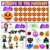 Jo.Devivre Halloween Party Favors for Kids, 48 Pcs Pumpkin with Squishy and Building Blocks, Halloween Goodie Bags Fillers Trick or Treat Classroom Prizes Toys Gifts for Kids