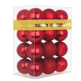 Rose Red 2.5\" Christmas Balls Christmas Tree Decoration Ornaments Shatterproof Hanging Balls for Birthday Halloween Holiday Wedding Decorations Set of 24pcs