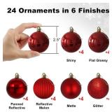 Rose Red 2.5\" Christmas Balls Christmas Tree Decoration Ornaments Shatterproof Hanging Balls for Birthday Halloween Holiday Wedding Decorations Set of 24pcs