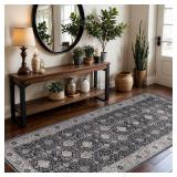 Washable 3x7 Entryway Runner Rug: Farmhouse Wide Kitchen Rug Soft Water Resistant Floor Mat for Bathroom Bedroom Nursery Non-Slip Indoor Carpet for Living Room Dining Room Hallway(3x7,Black)