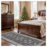 Washable 3x7 Entryway Runner Rug: Farmhouse Wide Kitchen Rug Soft Water Resistant Floor Mat for Bathroom Bedroom Nursery Non-Slip Indoor Carpet for Living Room Dining Room Hallway(3x7,Black)