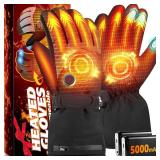 Heated Gloves for Men Women - Rechargeable 5V 5000mAh Battery Heated Gloves, Upgrade Electric Heating Gloves with Touchscreen & 3 Heating Levels for Winter Outdoor Work Skiing Hiking Camping
