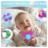 3PCS Silicone Suction Cup Spinner Toys for 1-2 Year Old Boys & Girls | Sensory Baby Bath Toys for Toddlers 12-18 Months | Birthday Gifts for Infants | Spinning Top Travel Toys