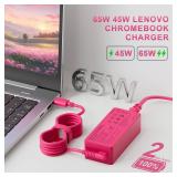 Jeunesse USB-C 65W 45W AC Charger Compatible with Lenovo ThinkPad T480 T490 T580 ADLX65YDC2A ADLX65YLC2D ADLX65YDC3A ADLX65YDC2D chromebook 2nd Gen S330 Replacement Laptop Power Supply Adapter Cord