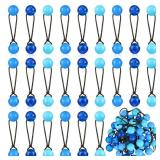 Jutom 24 Pieces Hair Tie Balls 20mm Bubble Ponytail Holders for Girls Double Bead Bubble 80s 90s Hair Balls Tie Elastic Accessories for Baby Toddler(Blue Series)