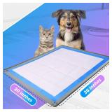 TidyFriend Dog Pee Pad Holder Tray Fits for 30â x 36â Pee Pads with Corner Lock Holes, Raised Edges, Non-Spill, Easy to Clean Silicone Dog Potty Tray Holder, for Indoor Floor Protection (Lig