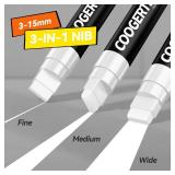 Coogert 3Pcs White Jumbo Poster Markers, 15MM Thick Permanent Acrylic Graffiti Markers, Wide Tip Paint Marker for Canvas, Posters Board, Fabric, Window, Glass, Wood, Teachers,Banner painting supplies
