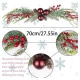 CISDUEO Christmas Decoration Floral Greenery with Berries and Christmas Balls Red Pinecone 27.55 Inch Wreath Xmas Door Swag for Front Door Festival Decor Wall Arch Window