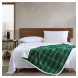 Eddie Bauer - Throw Blanket, Soft & Reversible Cotton Flannel Bedding, Throw Blanket for Couch or Bed (Union Bay Green, 50\" x 60\")