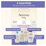 Aveeno Baby Bathtime Solutions Mommy & Me Gift Set, Baby Wash & Shampoo, Calming Bath, Daily Moisturizing Lotion and Stress Relief Body Wash for Mom, Colloidal Oat, Baby Bath Essentials, 4 items
