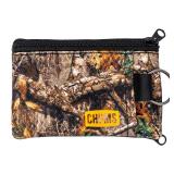 Chums Surfshorts Wallet - Lightweight Zippered Minimalist Wallet with Clear ID Window - Water Resistant with Key Ring (Realtree Edge Camo)