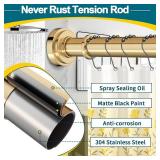 Gold Shower Curtain Rod 36-98 Inch(3-8.17ft) Never Rust Non Slip No Drilling Spring Tension Shower Rod, Adjustable Curtain Rod for Bathroom Window Patio