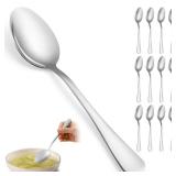 12 Pcs Large Tablespoons Set, Food-Grade Stainless Steel Soup Spoons, Metal Cutlery Spoon, Dinner Spoon, Spoons Silverware for Home, Kitchen or Restaurant, Mirror Polished, Dishwasher Safe 8 Inch