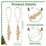 Liliful 90 pcs Christmas Tree Ornaments Wood Bead Hanging Decorations Boho Farmhouse Hanging Beads Natural Wooden Decorations for Christmas Tree Fireplace Garland(Retro Style)