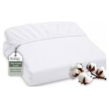 ROYALE LINENS 300 Thread Count 100% Long Staple Combed Cotton Fitted Sheet Twin - Super Soft Deep Pocket Bottom Sheet - Fitted Sheets Only - Elastic Sheets (Twin, White)