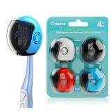 Frekare Helmet Toothbrush Covers Caps, Fits Most Manual and Electric Tooth Brushes, 4 Count (White, Black, Blue, Red)