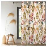 Renaiss Printed Decorative Curtains for Living Room Modern Beige Leaves Pattern Window Drapes & Curtains 2 Panels Set, Thermal Insulated Fabric Room Darkening Curtains Pretty Home Decor 53\" W x 84\" 