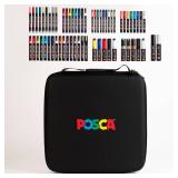 Posca Exclusive Acrylic Paint Markers Gift Set of 62 with Case, Great for Kids and Adults, For Coloring Decorations, Canvas, Glass or Wood, Includes 350, 1MR, 1M, 3M, 5M, 7M, 8K, & 17K