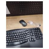 MEETION Ergonomic Keyboard and Mouse Wireless Combo, Wave Keys Natural Typing, 2.4G USB Receiver Wireless Keyboard with Wrist Rest, 4 Adjustable DPI Optical Mouse, Computer/Laptop/Windows/Mac, Black