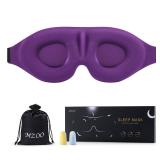 MZOO Luxury Sleep Eye Mask for Side Sleeper Men Women, Zero Eye Pressure 3D Sleeping Mask, Light Blocking Patented Design Night Blindfold, Soft Eye Shade Cover for Travel, Purple