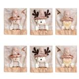 APXPF Christmas Chair Covers Set of 6 Christmas Chair Back Covers for Dining Room, Cute Santa Chair Cover Party Chair Covers Christmas Decorations, Beige
