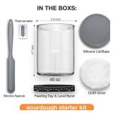 Premium Pro Sourdough Starter Jar Kit - 40oz Large Wide Mouth Sourdough Bread Jar with Marked Feeding Band, Thermometer, Scraper, Cloth Cover and Silicone Lid/Base, Glass Container, Baking Supplies