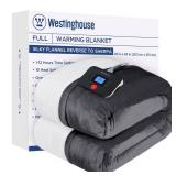 Westinghouse Electric Blanket Full, Heated Blanket Full Size with 10 Heating Levels and 1 to 12 Hours Heating Time Settings, Flannel to Sherpa Reversible, Machine Washable (80\" x 84\", Charcoal)