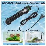 Appears used - ERAARK 50W 100W Small Submersible Aquarium Heater, Constant Temperature 77â, Betta Fish Tank Heater Suitable for Saltwater and Freshwater, 5/10/20 Gallon Fish Tahk (50W)