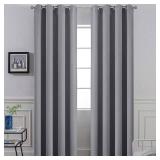Yakamok Room Darkening Gray Blackout Curtains, Light Blocking Thermal Insulated Grommet Drapes for Bedroom Living Room, 52W x 84L, Grey Curtains, 2 Panels, 2 Tie Backs Included