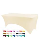 BDDC Table Covers for 8 Foot Tables, Ivory Washable and Wrinkle Resistant Stretch Tablecloths Rectangle 8ft for Events, Wedding, Banquets, Parties