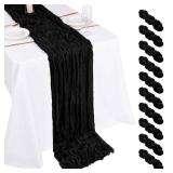 10 Pack Black Cheesecloth Table Runner 17x108 Inch Boho Gauze Cheese Cloth Table Runners for Wedding Party Baby Shower Birthday Home Decor