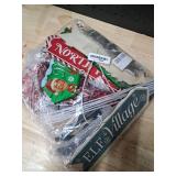 Colingmill Christmas Lamp Post Light Decorations with 8 Merry Christmas Yard Wooden Signs 16.4ft 50led Solar Light String 2 Xmas Tinsel Garlands Red Velvet Bow for Outdoor Holiday Post Lamp Yard Decor