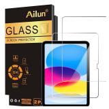 Ailun Screen Protector for iPad 11th A16 2025 [11 Inch] / 10th Generation 2022 [10.9 Inch], Tempered Glass [Face ID & Apple Pencil Compatible] Ultra Sensitive Case Friendly [2 Pack]