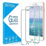 MAYtobe [2 Pack Tempered Glass For iPhone 8 Plus, 7 Plus, 6S Plus, 6 Plus Screen Protector, Bubble Free, Case Friendly, Easy to Install