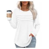 XIEERDUO Womens Plus Size Tops Dressy Casual Long Sleeve Shirts Fall Fashion Blouse Trendy Tshirts Flowy Loose Fit Tunic Hide Belly Fat Vacation Outfits Women