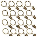 16 Pack Curtain Rings with Clips, Window Clip Rings Curtain Hooks Hangers Clip Rings for Hanging Drapery Drapes Bows, Big 1.5 Inch Diameter, Fits up to 1.2\" Rod, Bronze