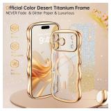 BENTOBEN for iPhone 17 Pro Max Case Clear, [Compatible with MagSafe][Full Camera Protection][Cute Wave Frame][DIY Glitter Cardstock] Electroplated Wavy Shockproof 17ProMax Phone Case, Desert Titanium