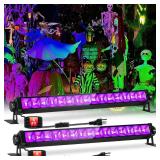 42W 2 Pack Black Light Bar for Glow Party, Blacklights with 6ft Cord, Plug, and Switch for Glow Party, Stage Lighting, Neon Party, Halloween Decorations, 2 Pack