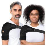 Shoulder Brace for Women & Men | Support for Torn Rotator Cuff & Other Shoulder Injury - Ac Joint, Dislocated, Separated, Frozen Shoulder | Neoprene Compression Wrap | by FIGHTECH (BLK, S-M)