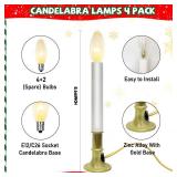 Christmas Electric Window Candle Lights with Gold Plated Base, 7W C26 Clear Torpedo Tip Bulb, Plug in Electric Candle Lamp for Holiday Party Table Xmas Decor, Turn On/Off Switch, Ready to Use- 4 Pack