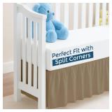 Taupe Crib Bed Skirt, Perfect for Nursery Crib for Boys & Girls with a 14\" Drop and Size 28\"x 52\"