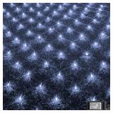 FUNPENY Christmas Net Lights, 9.8ft x 6.6ft 200 LED Clear Wire Mesh Decor with 8 Modes Waterproof Connectable Xmas Decorations for Outdoor Outside Bushes Yard Lawn Patio Tree Garden Party (White)