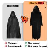 Halloween Grim Reaper Costumes for Boys Adult Grim Reaper Costume Kids 5Pcs Set Scary Ghost Cosplay Outfit Favors Gift (Kid-Small)