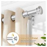 TONIAL Curtain Rod 32 to 86 Inch(2.6-7.2ft), Telescoping Splicing 3/4 Drapery Rods for Windows 54 to 82 Inch(4.5-6.8ft) with Small Cap Finial, Silver