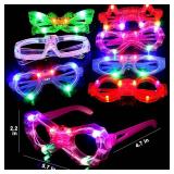 24 Packs LED Glasses for kids Glow in the dark Party Supplies Favor,6 LED 6 Shapes Glasses Flashing Plastic Light up Glass Toys Bulk 3 Replaceable Battery fit New Year Eve Party Supplies 2026